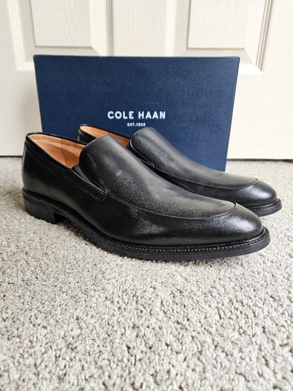 Cole Haan Harren Venetian Black Leather Loafers 12 M NIB